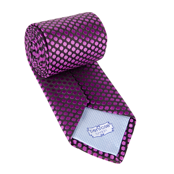 PENROSE BLACK, MEDIUM ORCHID PAISLEY TIE | MENS - Picture 2 of 4